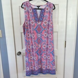 Vibrant Pink and Blue Sleeveless Dress